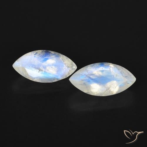 1.20ctw Naturel Blanc bleuâtre Pierre de lune arc-en-ciel, Marquise, Transparent