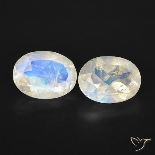 2.39ctw Naturel Blanc bleuâtre Pierre de lune arc-en-ciel, ovale, Transparent