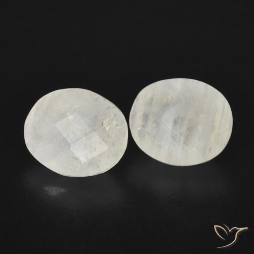 2.11ctw Naturel Blanc bleuâtre Pierre de lune arc-en-ciel, ovale, Transparent