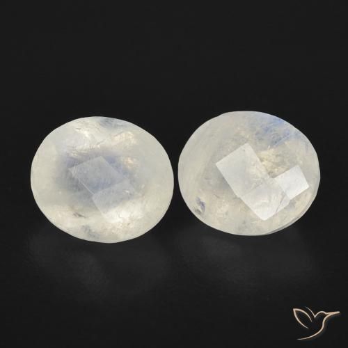 2.36ctw Naturel Blanc bleuâtre Pierre de lune arc-en-ciel, ovale, Transparent