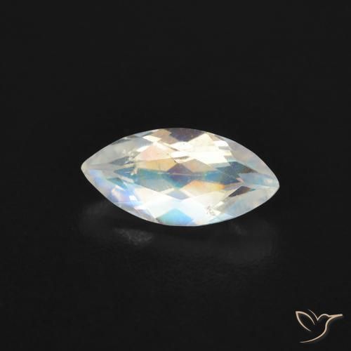 Pierre de lune arc-en-ciel Blanc bleuâtre naturelle Marquise, 0.48 ct, Transparent