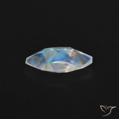 Pierre de lune arc-en-ciel Blanc bleuâtre naturelle Marquise, 0.48 ct, Transparent