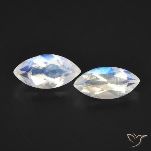 1.04ctw Naturel Blanc bleuâtre Pierre de lune arc-en-ciel, Marquise, Transparent