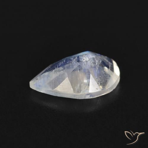 Pierre de lune arc-en-ciel Blanc bleuâtre naturelle En forme de poire, 0.66 ct, Transparent