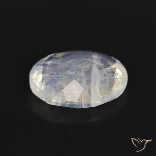 Pierre de lune arc-en-ciel Blanc bleuâtre naturelle ovale, 2.58 ct, Transparent