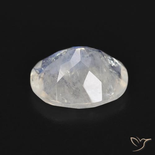 Pierre de lune arc-en-ciel Blanc bleuâtre naturelle ovale, 3.18 ct, Transparent