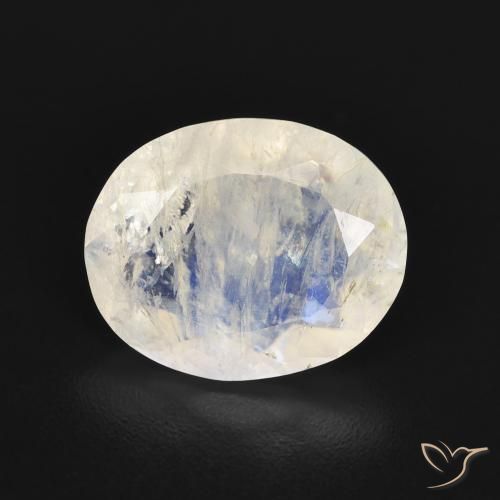 2.77ct Naturel Blanc bleuâtre Pierre de lune arc-en-ciel, ovale, Transparent