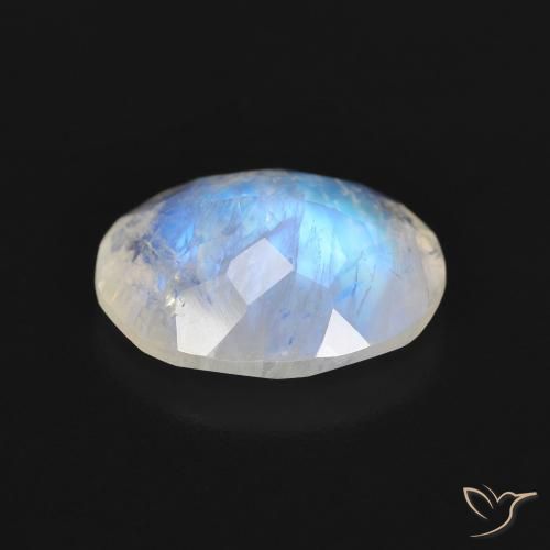 Pierre de lune arc-en-ciel Blanc bleuâtre naturelle ovale, 2.77 ct, Transparent
