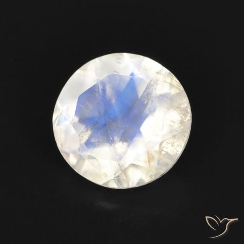 Pierre de lune arc-en-ciel Blanc bleuâtre naturelle Tour, 1.05 ct, Transparent