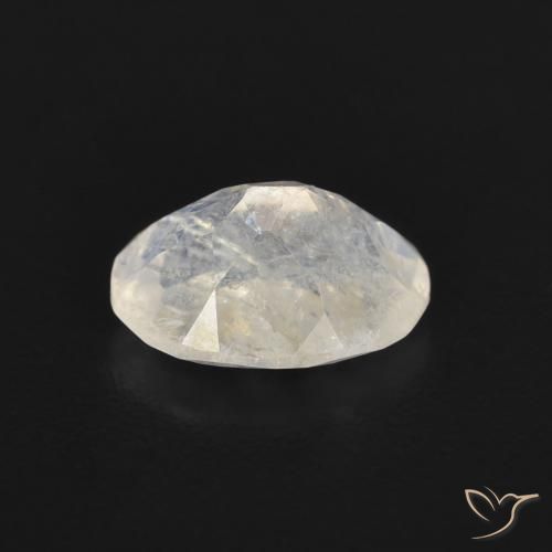 Pierre de lune arc-en-ciel Blanc bleuâtre naturelle ovale, 1.18 ct, Transparent