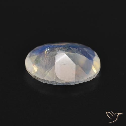 Pierre de lune arc-en-ciel Blanc bleuâtre naturelle ovale, 1.30 ct, Transparent