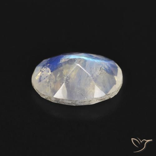 Pierre de lune arc-en-ciel Blanc bleuâtre naturelle ovale, 1.36 ct, Transparent