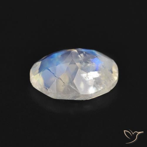Pierre de lune arc-en-ciel Blanc bleuâtre naturelle ovale, 1.61 ct, Transparent