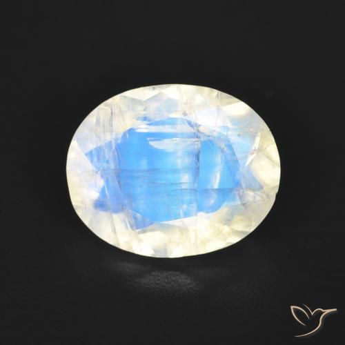 2.77ct Naturel Blanc bleuâtre Pierre de lune arc-en-ciel, ovale, Transparent