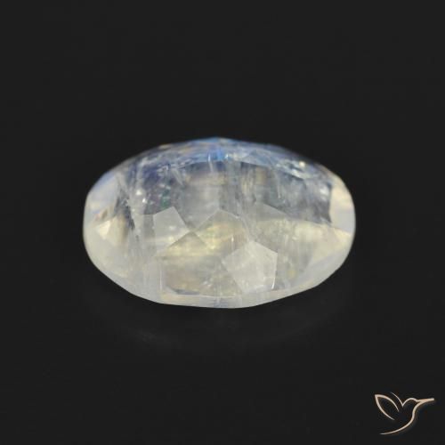 Pierre de lune arc-en-ciel Blanc bleuâtre naturelle ovale, 2.77 ct, Transparent