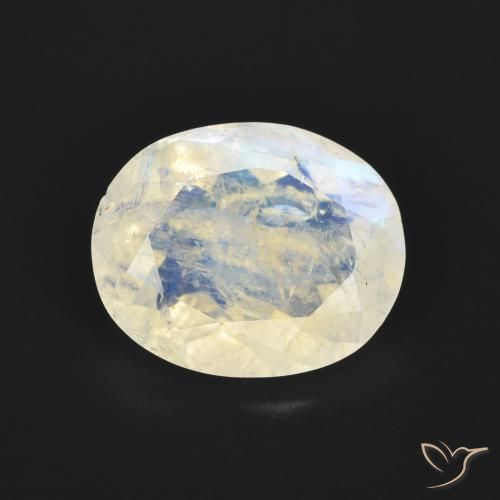 2.68ct Naturel Blanc bleuâtre Pierre de lune arc-en-ciel, ovale, Transparent