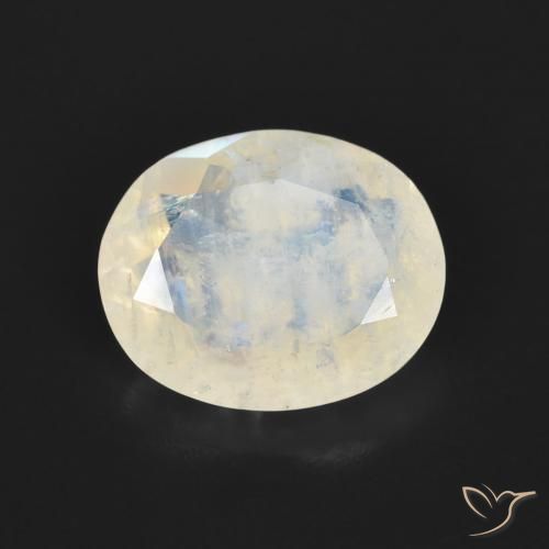 2.69ct Naturel Blanc bleuâtre Pierre de lune arc-en-ciel, ovale, Transparent