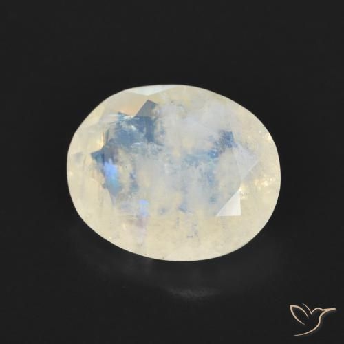 Pierre de lune arc-en-ciel Blanc bleuâtre naturelle ovale, 2.69 ct, Transparent
