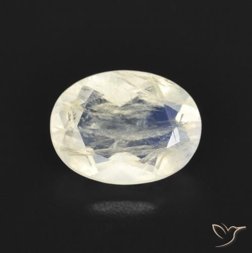 1.15ct Naturel Blanc bleuâtre Pierre de lune arc-en-ciel, ovale, Transparent