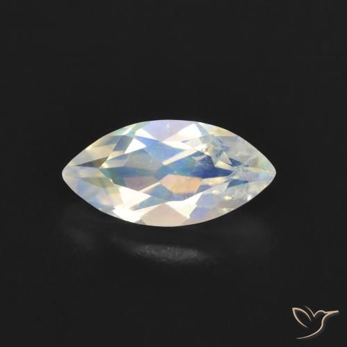 0.52ct Naturel Blanc bleuâtre Pierre de lune arc-en-ciel, Marquise, Transparent