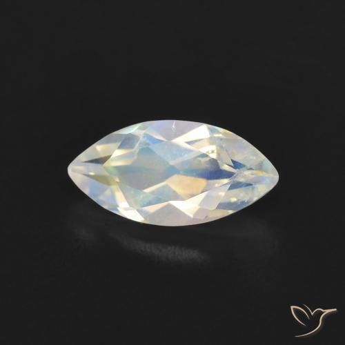 Pierre de lune arc-en-ciel Blanc bleuâtre naturelle Marquise, 0.52 ct, Transparent