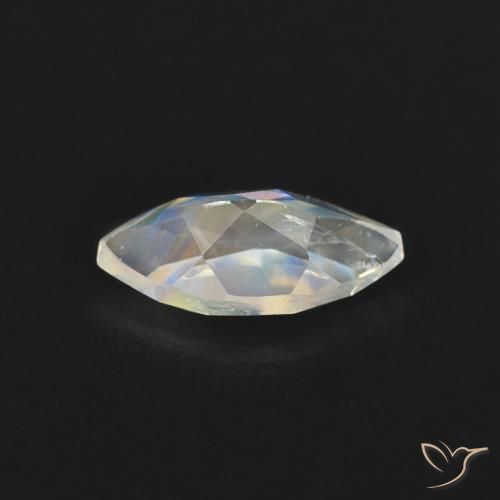 Pierre de lune arc-en-ciel Blanc bleuâtre naturelle Marquise, 0.52 ct, Transparent
