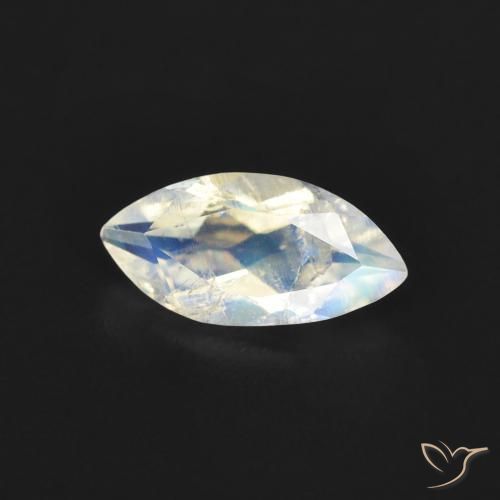 Pierre de lune arc-en-ciel Blanc bleuâtre naturelle Marquise, 0.51 ct, Transparent