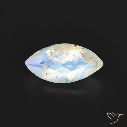 0.55ct Naturel Blanc bleuâtre Pierre de lune arc-en-ciel, Marquise, Transparent
