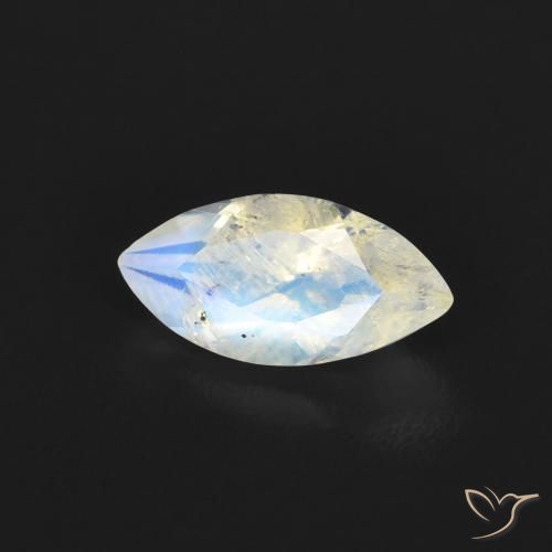 Pierre de lune arc-en-ciel Blanc bleuâtre naturelle Marquise, 0.55 ct, Transparent
