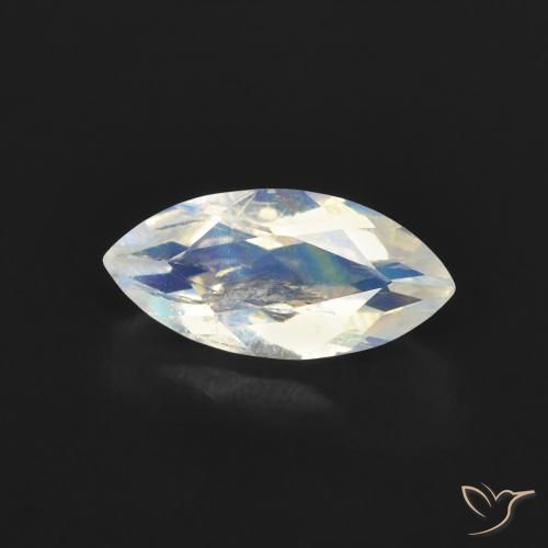 Pierre de lune arc-en-ciel Blanc bleuâtre naturelle Marquise, 0.61 ct, Transparent