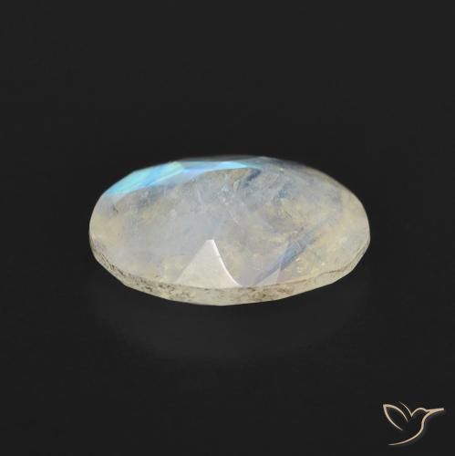 Pierre de lune arc-en-ciel Blanc bleuâtre naturelle ovale, 1.36 ct, Transparent