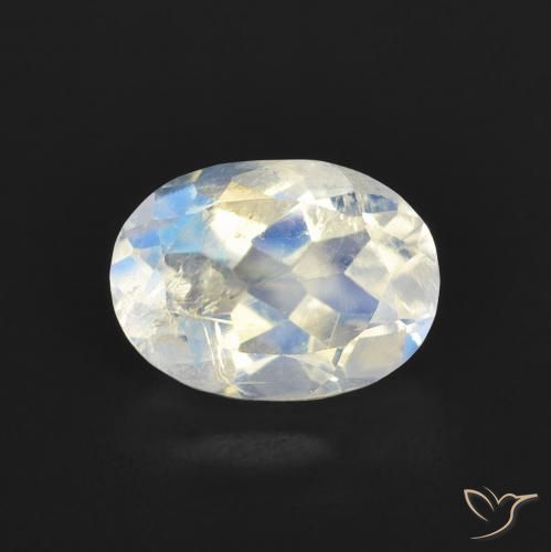1.22ct Naturel Blanc bleuâtre Pierre de lune arc-en-ciel, ovale, Transparent