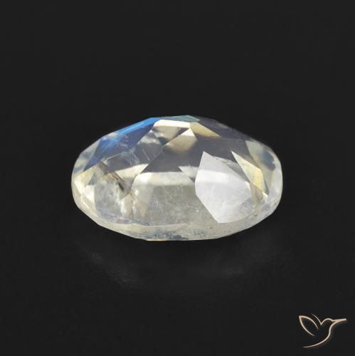 Pierre de lune arc-en-ciel Blanc bleuâtre naturelle ovale, 1.22 ct, Transparent