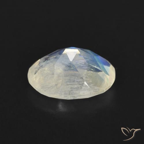 Pierre de lune arc-en-ciel Blanc bleuâtre naturelle ovale, 1.21 ct, Transparent