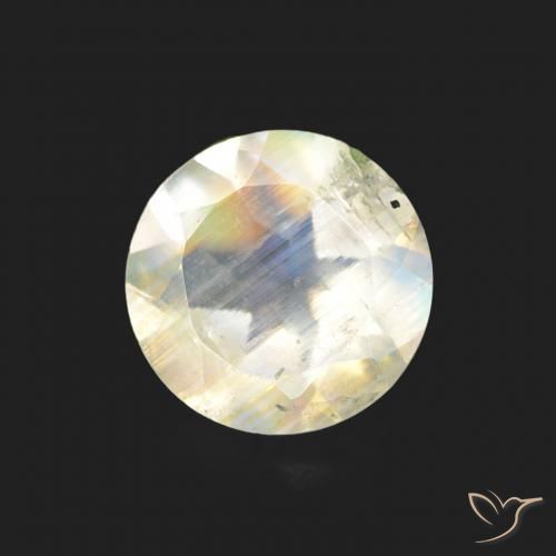 Pierre de lune arc-en-ciel Blanc bleuâtre naturelle Tour, 0.68 ct, Transparent