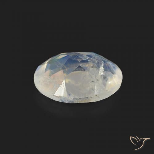 Pierre de lune arc-en-ciel Blanc bleuâtre naturelle ovale, 1.03 ct, Transparent