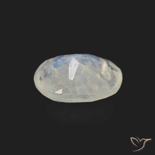 Pierre de lune arc-en-ciel Blanc bleuâtre naturelle ovale, 1.07 ct, Transparent