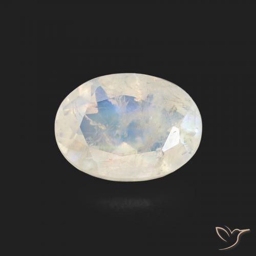 1.10ct Naturel Blanc bleuâtre Pierre de lune arc-en-ciel, ovale, Transparent