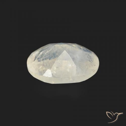 Pierre de lune arc-en-ciel Blanc bleuâtre naturelle ovale, 1.10 ct, Transparent