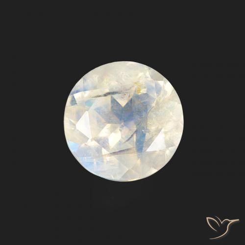 0.47ct Naturel Blanc bleuâtre Pierre de lune arc-en-ciel, Tour, Transparent