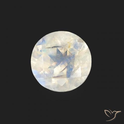 Pierre de lune arc-en-ciel Blanc bleuâtre naturelle Tour, 0.47 ct, Transparent