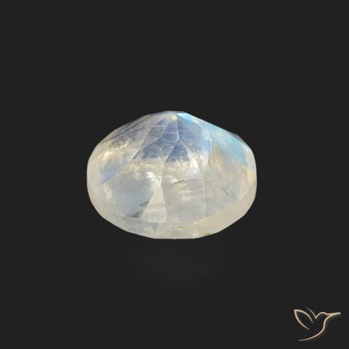 Pierre de lune arc-en-ciel Blanc bleuâtre naturelle Tour, 0.47 ct, Transparent