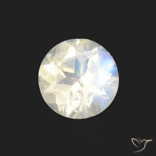 Pierre de lune arc-en-ciel Blanc bleuâtre naturelle Tour, 0.49 ct, Transparent
