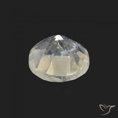 Pierre de lune arc-en-ciel Blanc bleuâtre naturelle Tour, 0.49 ct, Transparent