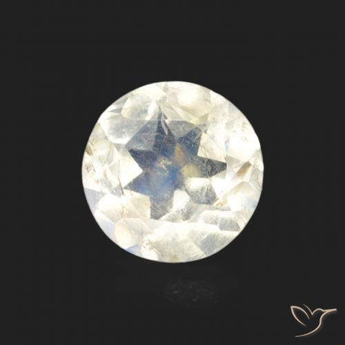 0.66ct Naturel Blanc bleuâtre Pierre de lune arc-en-ciel, Tour, Transparent