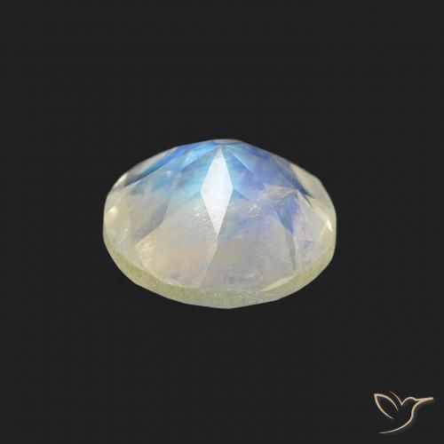 Pierre de lune arc-en-ciel Blanc bleuâtre naturelle Tour, 0.66 ct, Transparent