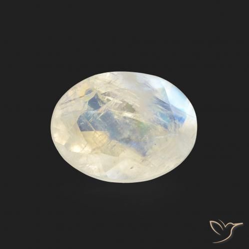 1.15ct Naturel Blanc bleuâtre Pierre de lune arc-en-ciel, ovale, Transparent