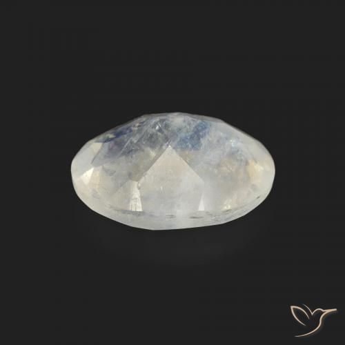 Pierre de lune arc-en-ciel Blanc bleuâtre naturelle ovale, 1.15 ct, Transparent