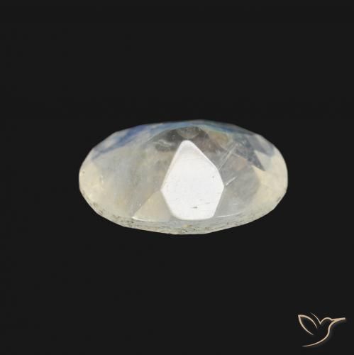 Pierre de lune arc-en-ciel Blanc bleuâtre naturelle ovale, 1.28 ct, Transparent