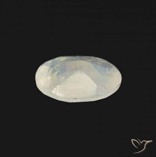 Pierre de lune arc-en-ciel Blanc bleuâtre naturelle ovale, 0.97 ct, Transparent